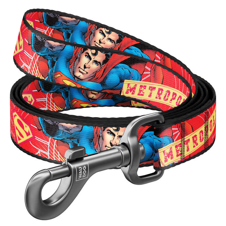 0125-2010 WAUDOG Nylon dog leash "Superhero" design, W 25 mm, L 122 cm