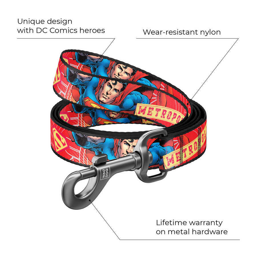 0125-2010 WAUDOG Nylon dog leash "Superhero" design, W 25 mm, L 122 cm