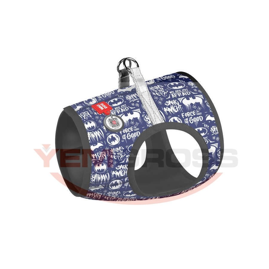 1012-4001 WAUDOG Clothes soft dog harness with QR passport, "Batman blue white" design, S2, B 46-50 cm, C 43-45 cm