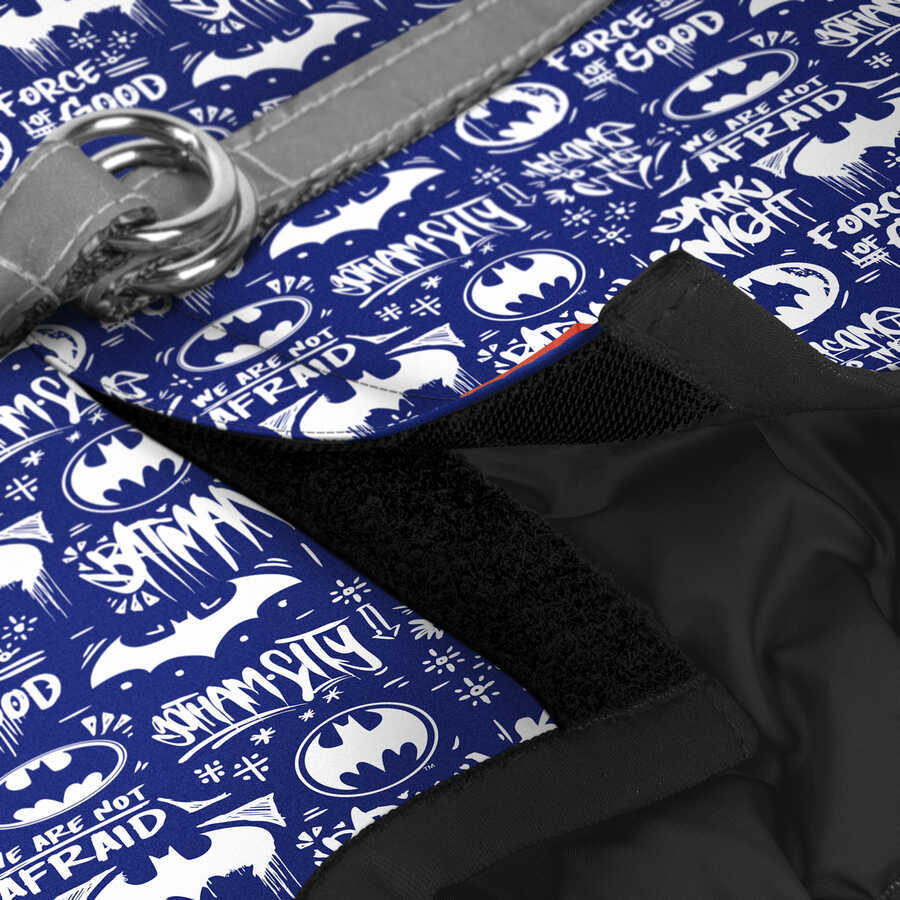 1012-4001 WAUDOG Clothes soft dog harness with QR passport, "Batman blue white" design, S2, B 46-50 cm, C 43-45 cm