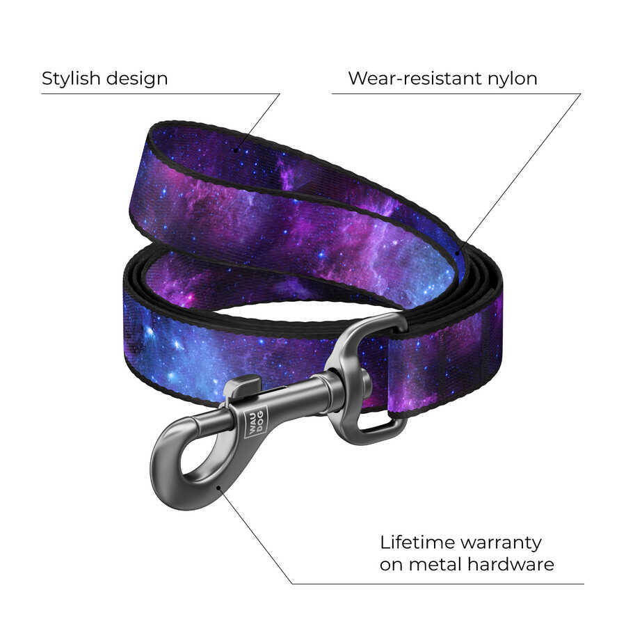 4901-0148 WAUDOG Nylon dog leash with QR-passport, "NASA21" design, S, W 15 mm, L 122 cm
