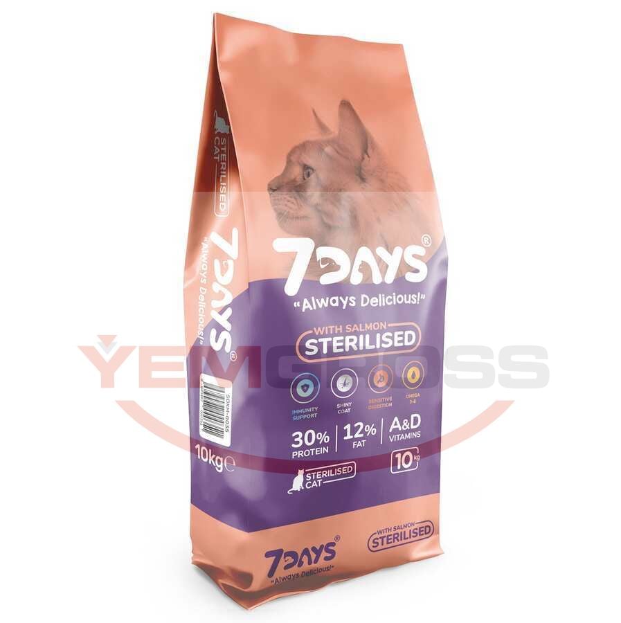 7 Days Balık Etli Kısırlaştırılmış Kedi Maması 10 Kg