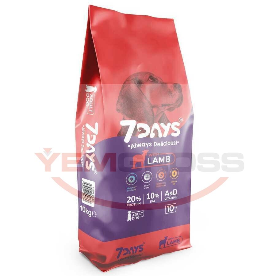 7 Days Kuzu Etli Yetişkin Köpek Maması 10 Kg