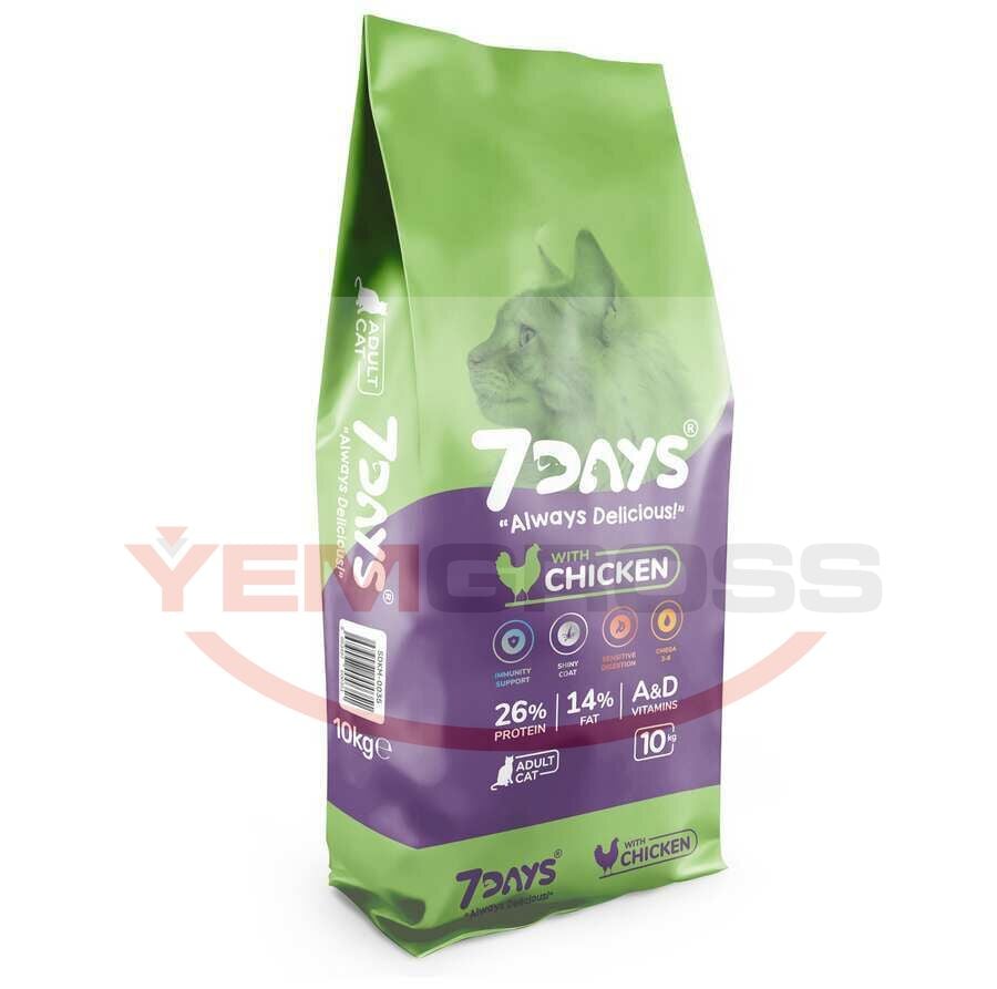 7 Days Tavuk Etli Yetişkin Kedi Maması 10 Kg