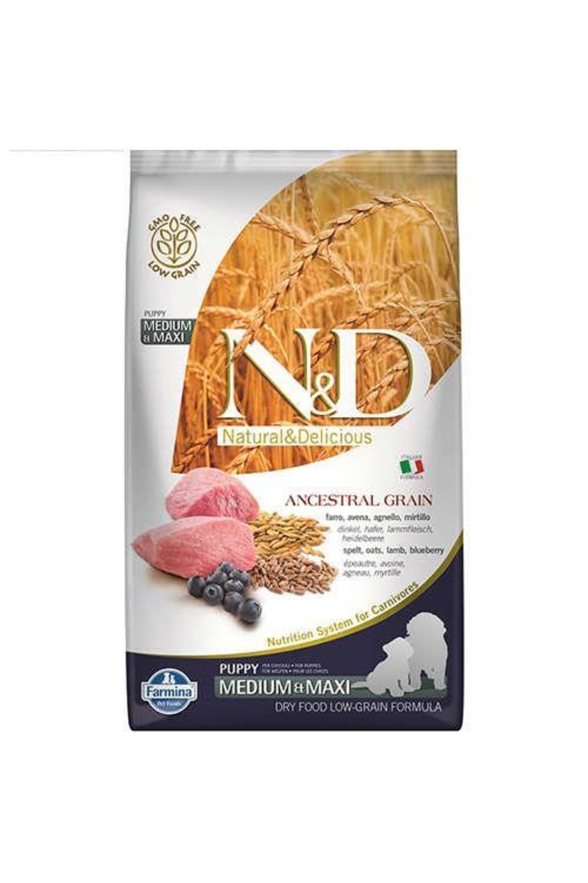 Nd Az Tahıllı Kuzu & Y.Mersini Puppy Med&Maxi Köpek Maması - 2.5 Kg