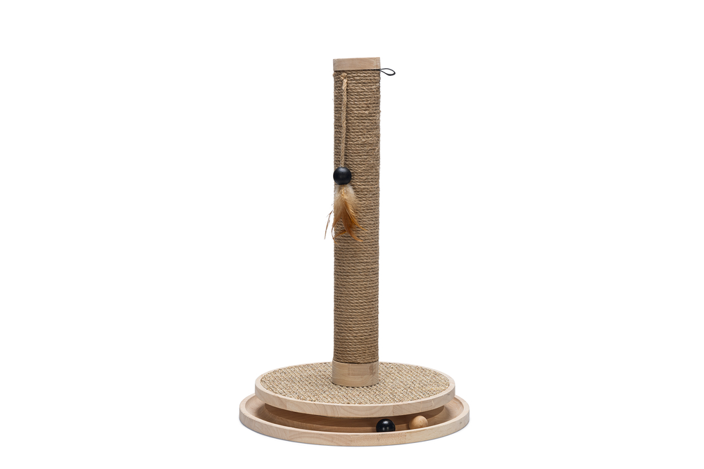 Beeztees DBL Kedi Tırmalama ve Oyuncağı, Kahverengi, 39,5x39,5x62cm