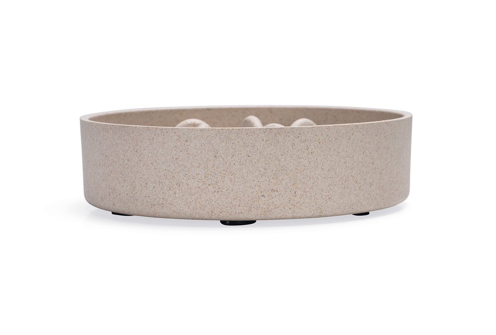 Beeztees DBL Köpek Yavaş Besleme Mama Kabı, Bambu, Bej, 17cm, 800ml
