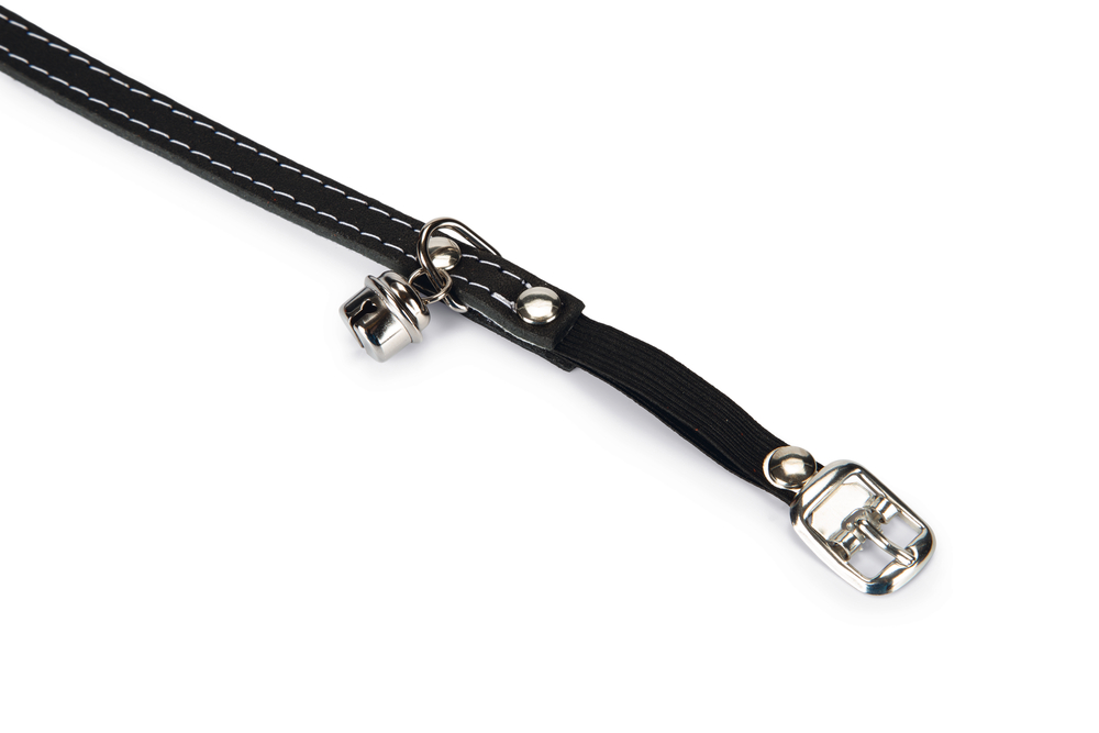 Beeztees Kedi Boyun Tasması, Deri, Zilli, Siyah, 24-29cm