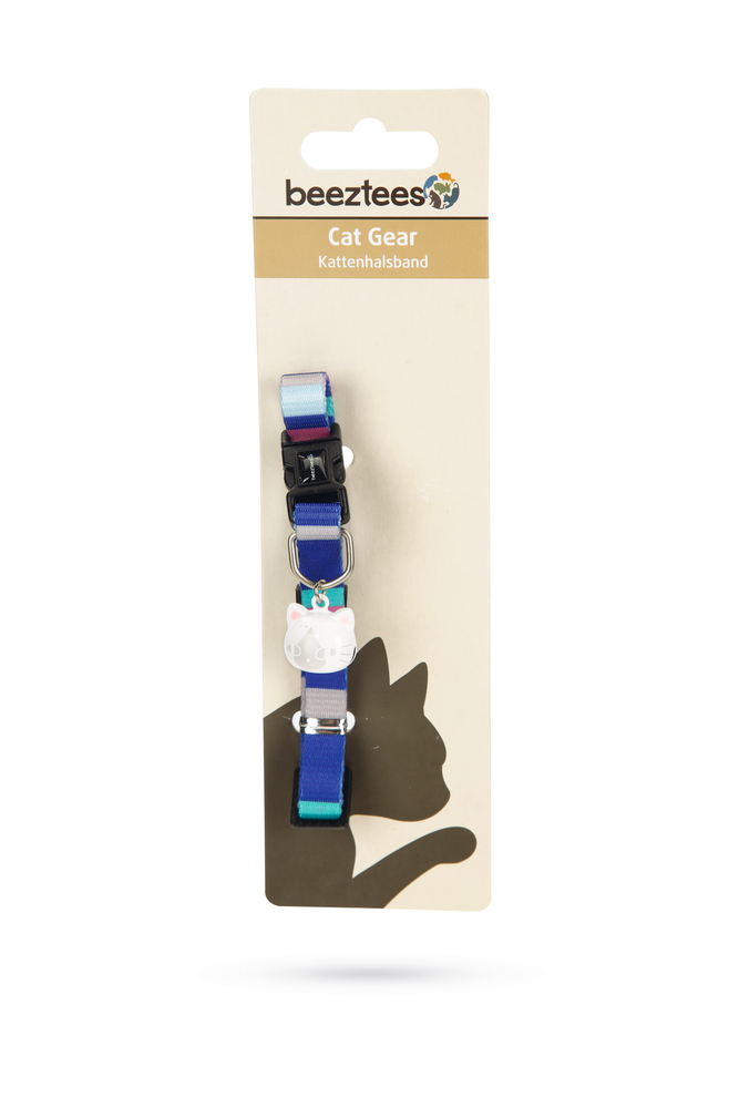 Beeztees Kedi Boyun Tasması, Zilli, Renkli Çizgili, 20-30cm