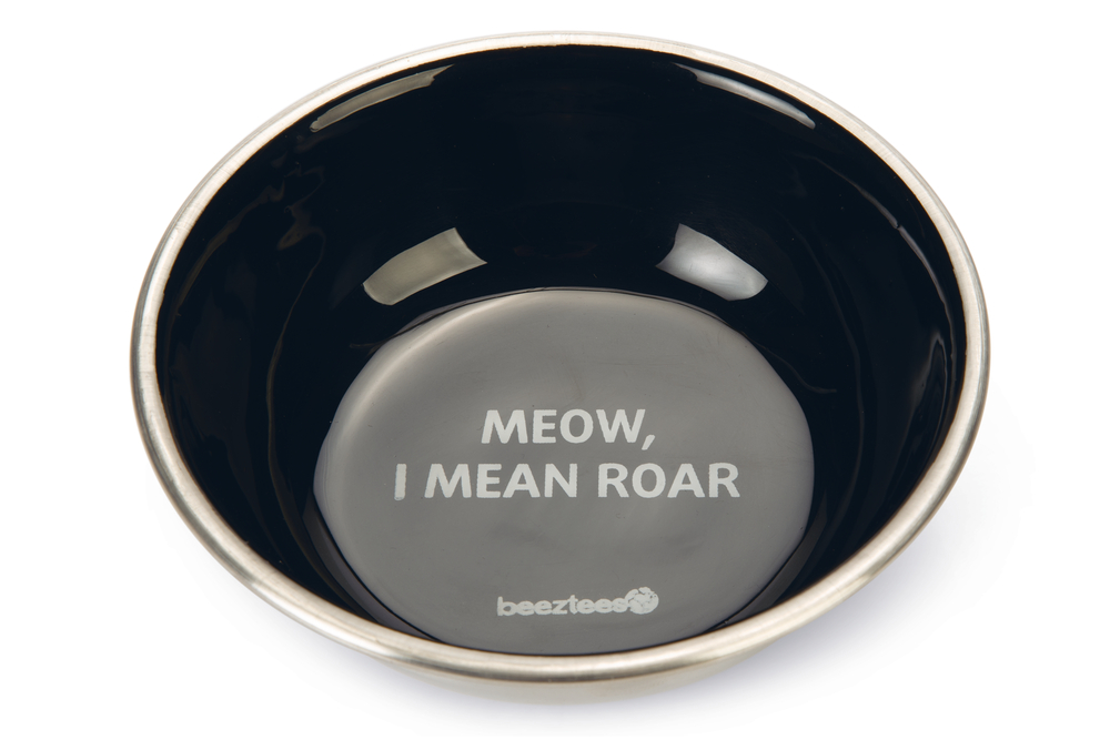 Beeztees Kedi Mama Su Kabı, Paslanmaz Çelik, Siyah, 13cm, 350ml