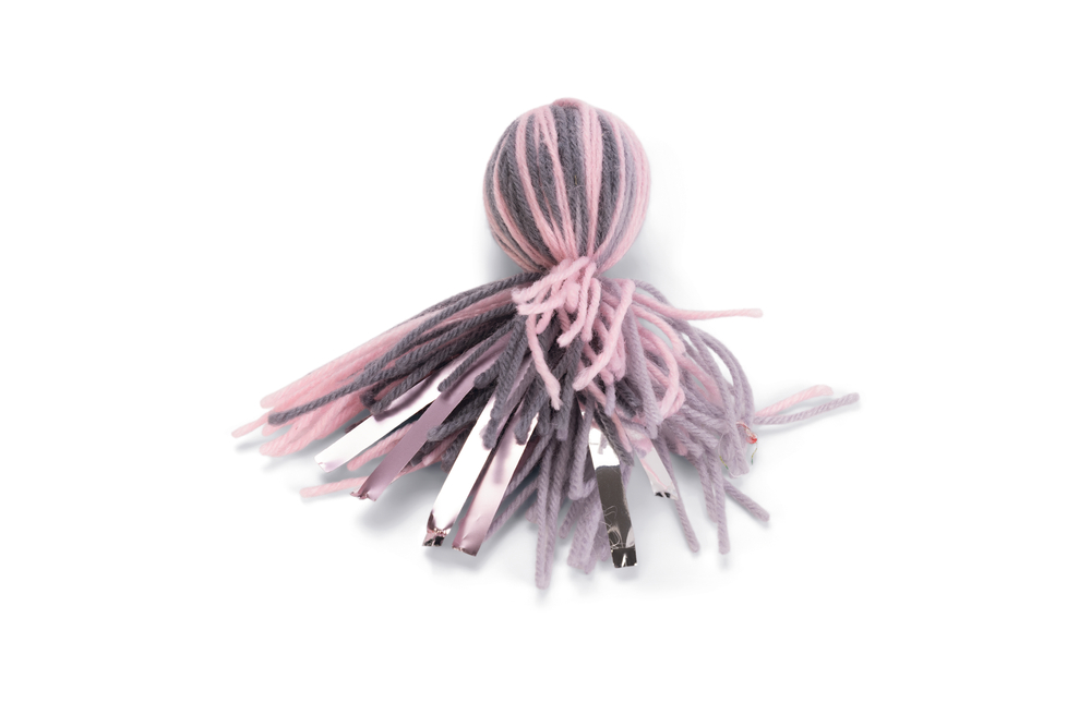 Beeztees Kedi Oyuncağı, Ahtapot, Yün ve Kurdela, Pembe ve Gri, 12x4x4cm