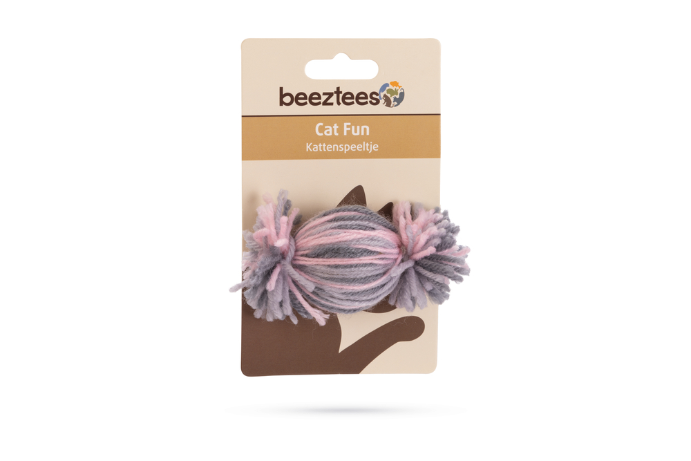 Beeztees Kedi Oyuncağı, Top, Yün, Pembe ve Gri, 10x5x5cm