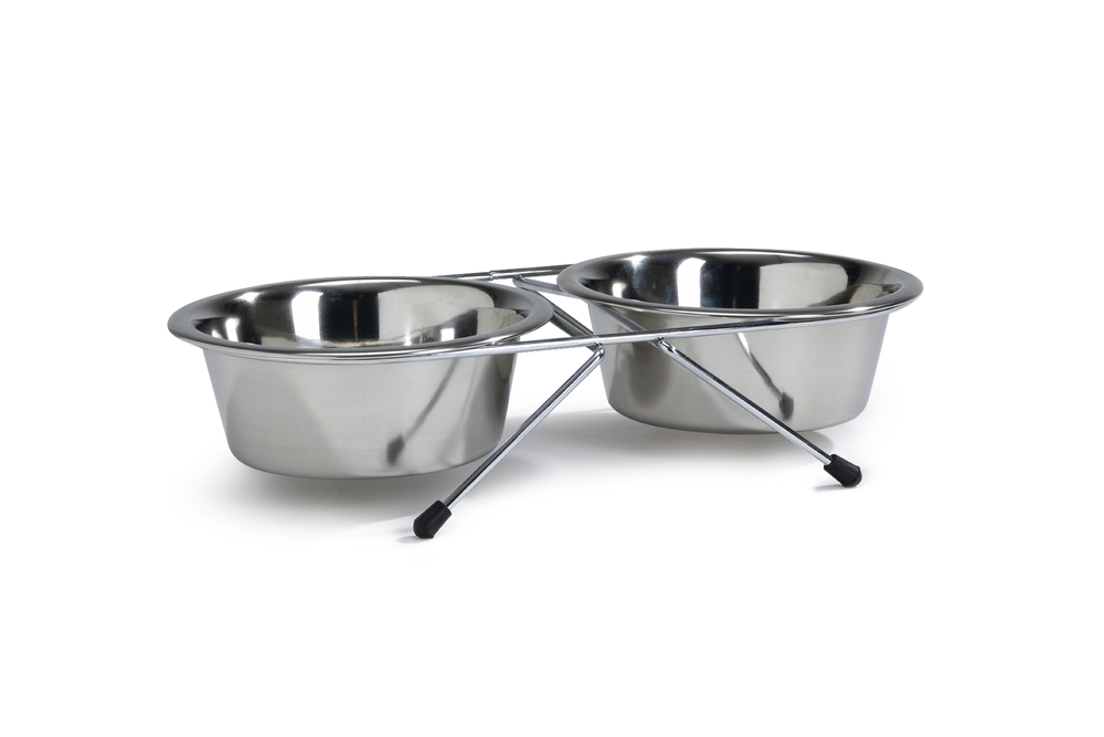 Beeztees Köpek İkili Mama Su Kabı, Paslanmaz Çelik, 13cm, 2x450ml