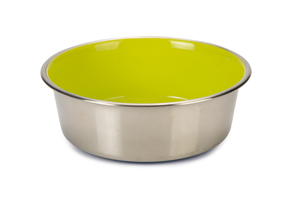 Beeztees Köpek Mama Su Kabı, Paslanmaz Çelik, İçi Sarı, 20cm, 1,9L