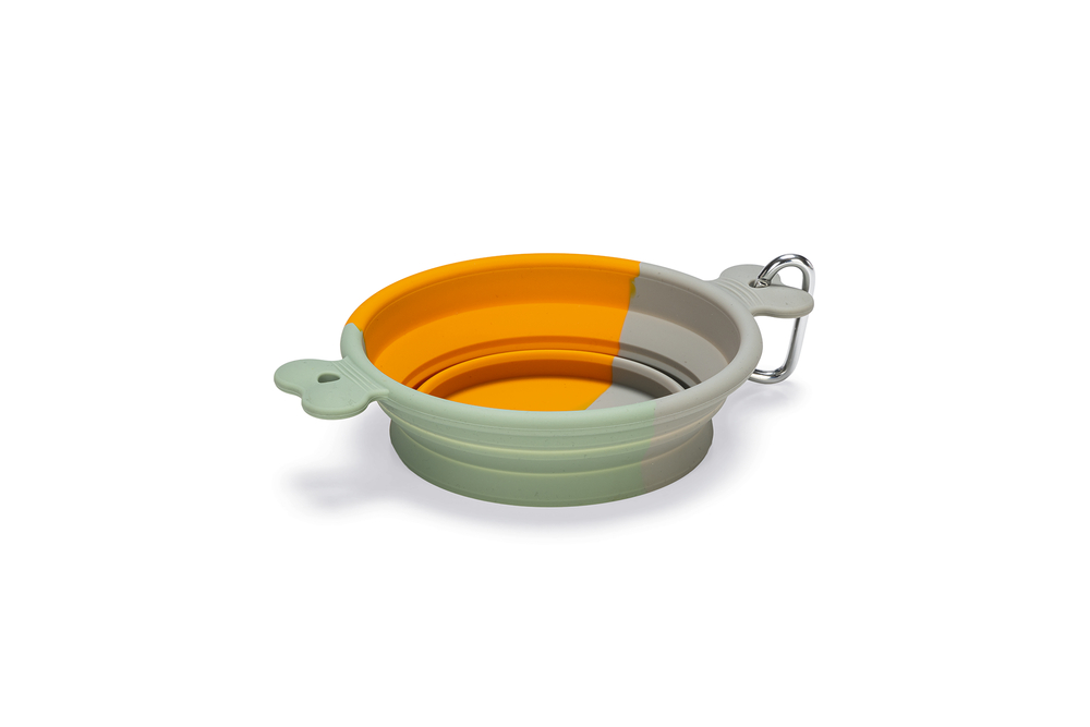 Beeztees Köpek Mama ve Su Kabı, Teleskopik, Turuncu, Silikon, 15,5cm, 750ml