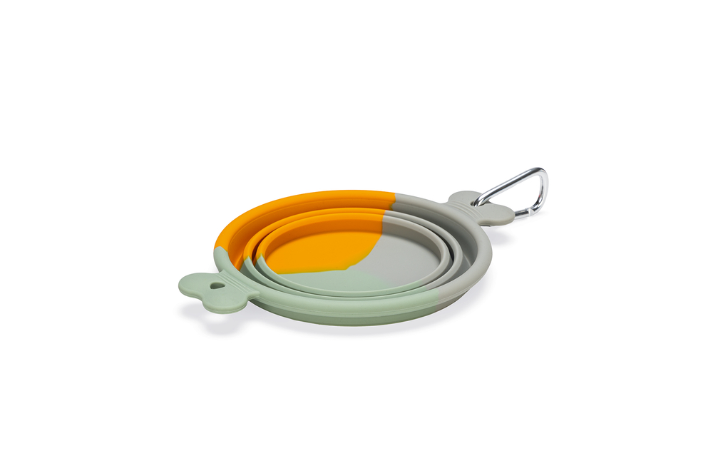 Beeztees Köpek Mama ve Su Kabı, Teleskopik, Turuncu, Silikon, 15,5cm, 750ml