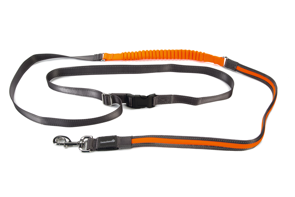 Beeztees Köpek Yürüyüş ve Koşu Şok Emicili Gezdirme Kayışı ve Bel Kemeri, Gri, 180-200cm, 25mm