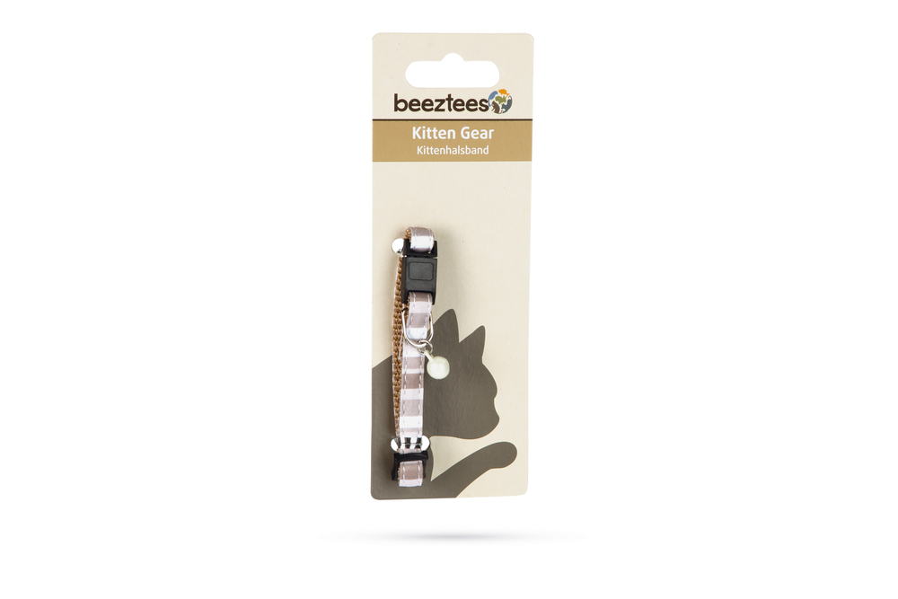 Beeztees Yavru Kedi Boyun Tasması, Zilli, Bej, 16-32cm