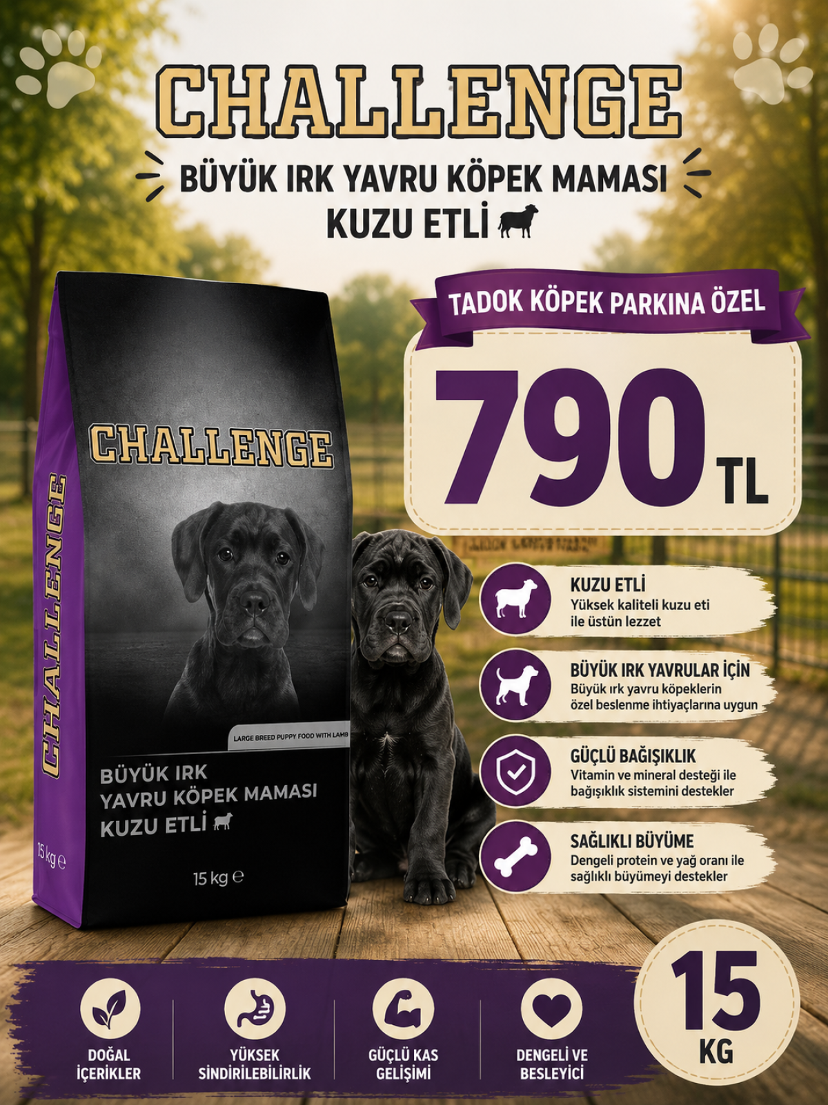 Challenge Kuzu Etli Büyük Irk Yavru Köpek Maması 15 Kg Challenge Kuzu Etli Büyük Irk Yavru Köpek Maması 15 Kg