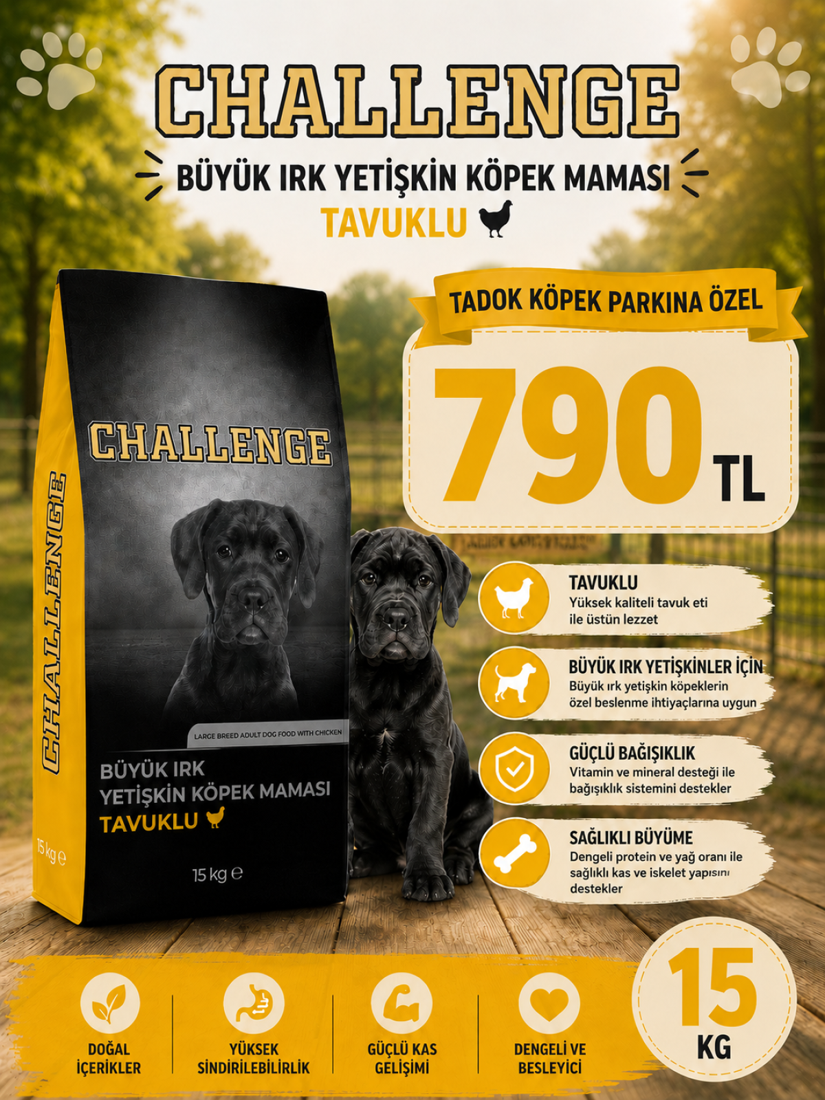 Challenge Tavuklu Büyük Irk Yetişkin Köpek Maması 15 Kg