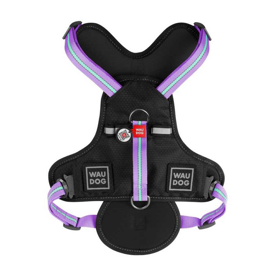 Collar Waudog Fosforlu ve QR Pasaportlu Köpek Göğüs Tasması XL Mor 25mm (52519)