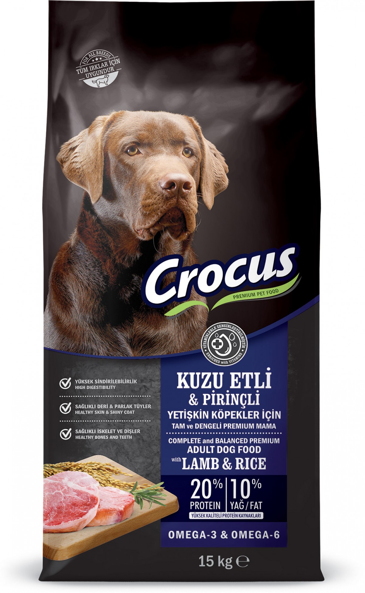 Crocus Kuzu Etli Pirinçli Yet. Köpek Maması 15 Kg Crocus Kuzu Etli Pirinçli Yet. Köpek Maması 15 Kg