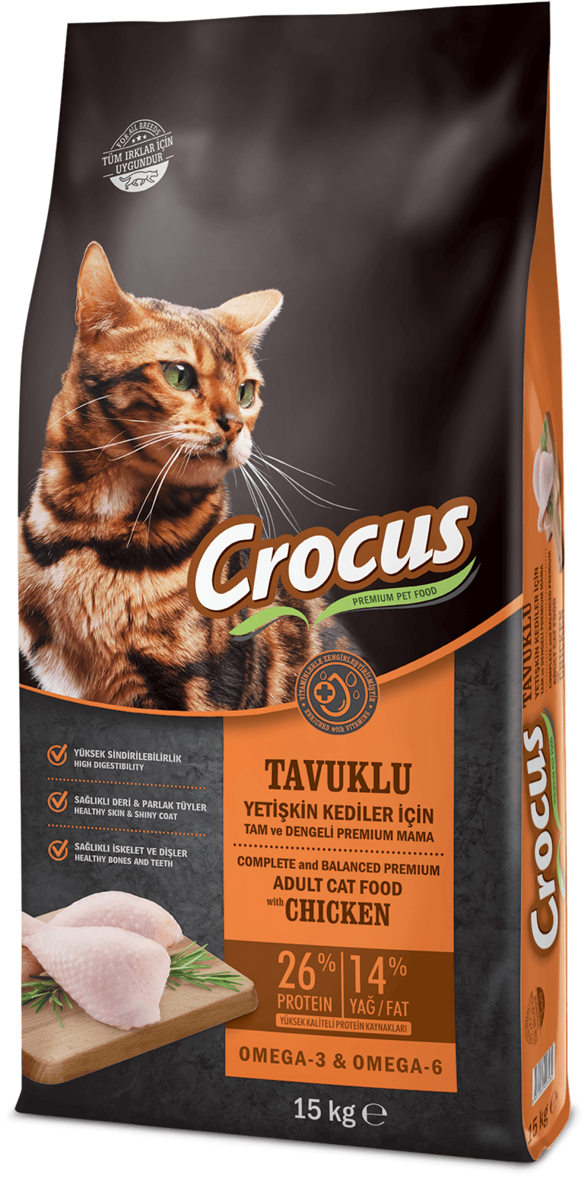 Crocus Tavuk Etli Yetişkin Kedi Maması 15 Kg Crocus Tavuk Etli Yetişkin Kedi Maması 15 Kg