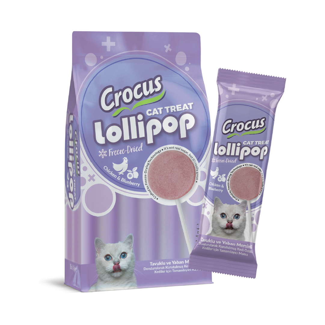 Crocus Tavuklu Ve Yaban Mersinli Kedi Lolipop Crocus Tavuklu Ve Yaban Mersinli Kedi Lolipop