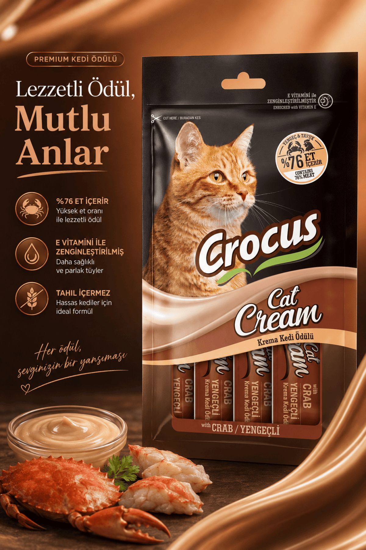 Crocus Yengeçli Krema Kedi Ödülü 4x15gr