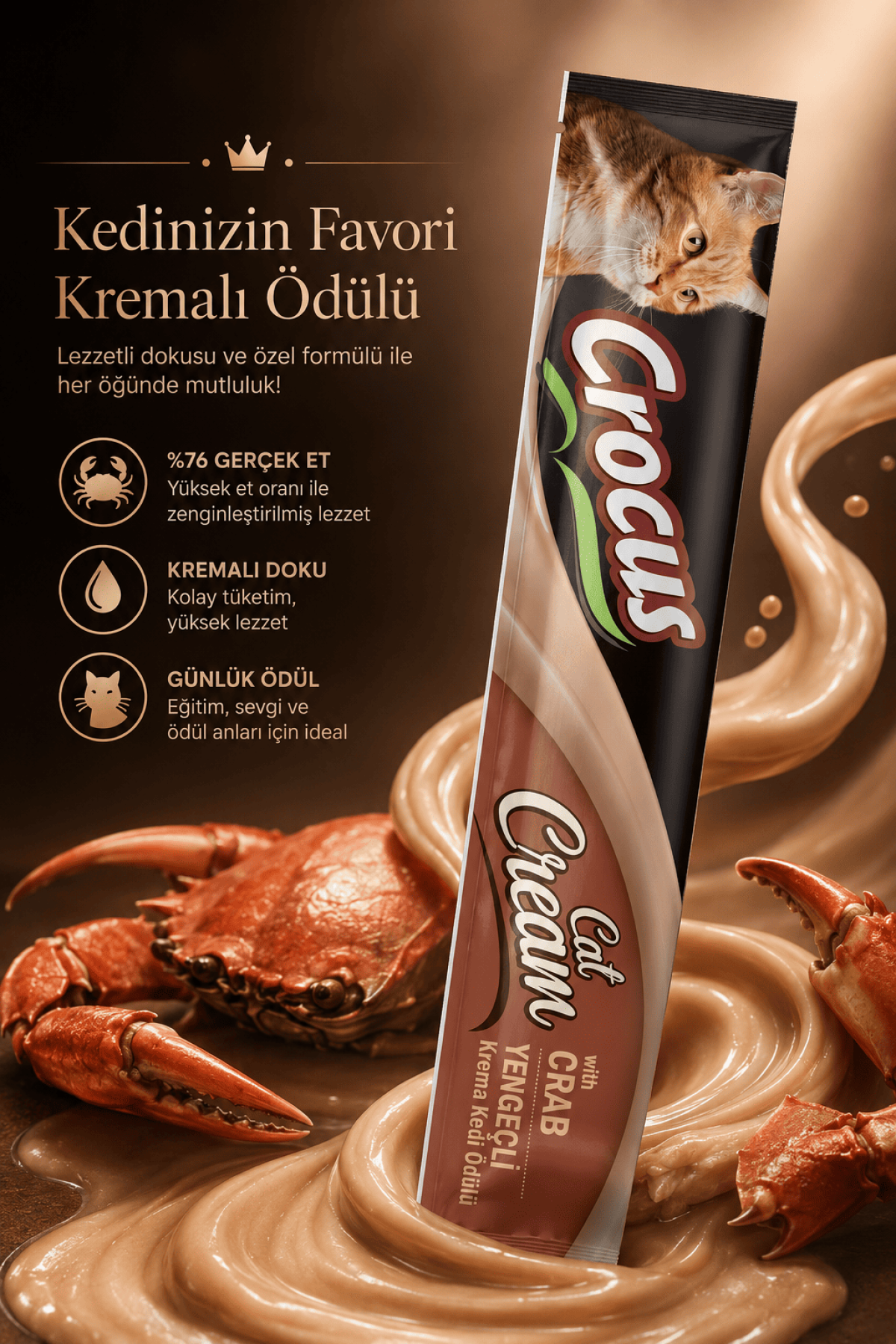 Crocus Yengeçli Krema Kedi Ödülü 4x15gr