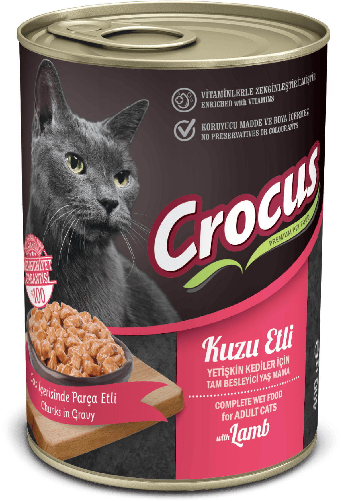 Crocus Yetişkin Kedi Kuzu Etli Yaş Mama 400g Crocus Yetişkin Kedi Kuzu Etli Yaş Mama 400g