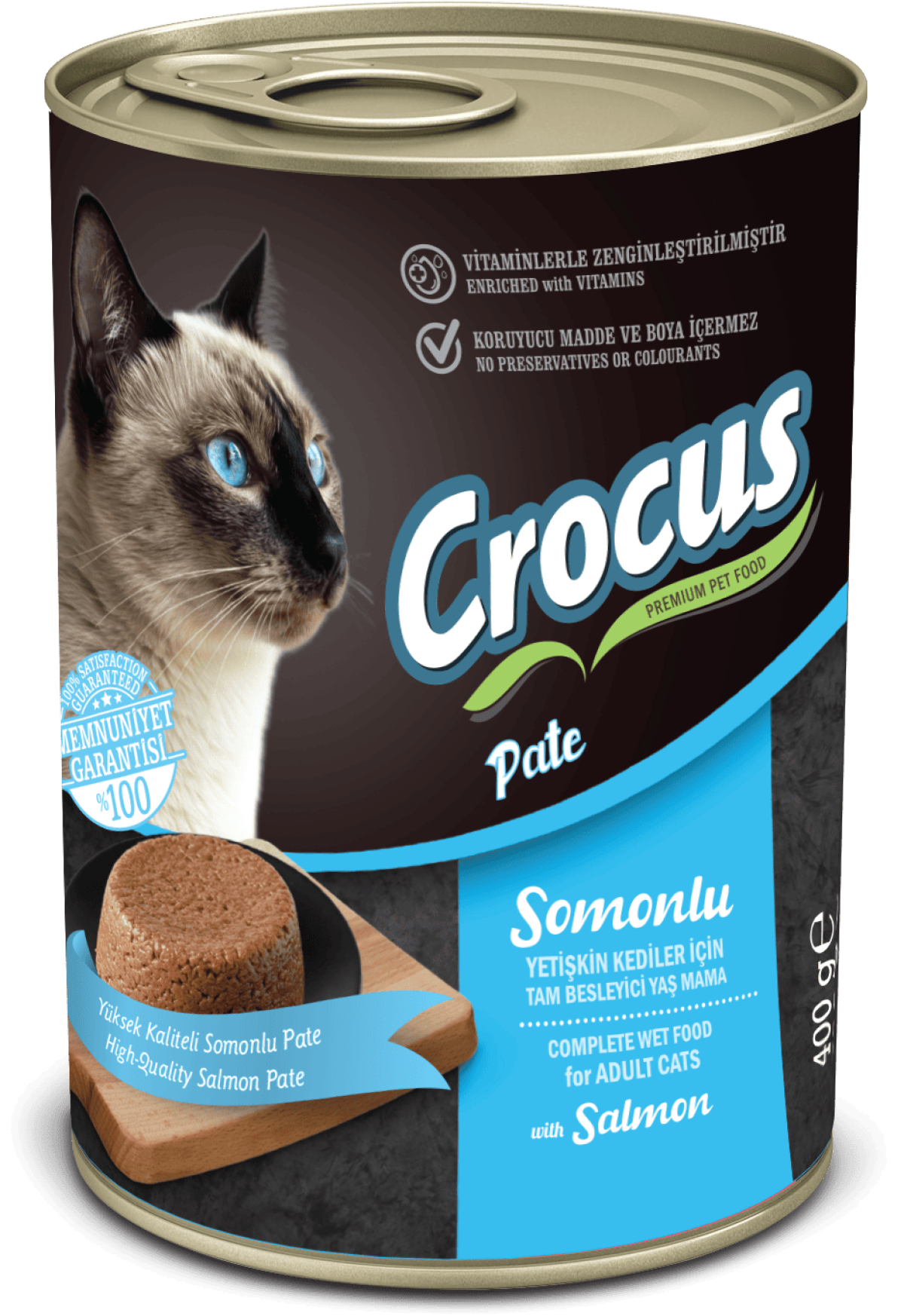 Crocus Yetişkin Kedi Somonlu Pate Yaş Mama 400g Crocus Yetişkin Kedi Somonlu Pate Yaş Mama 400g