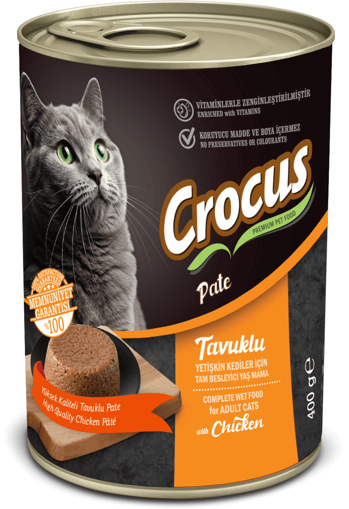 Crocus Yetişkin Kedi Tavuklu Pate Yaş Mama 400g
