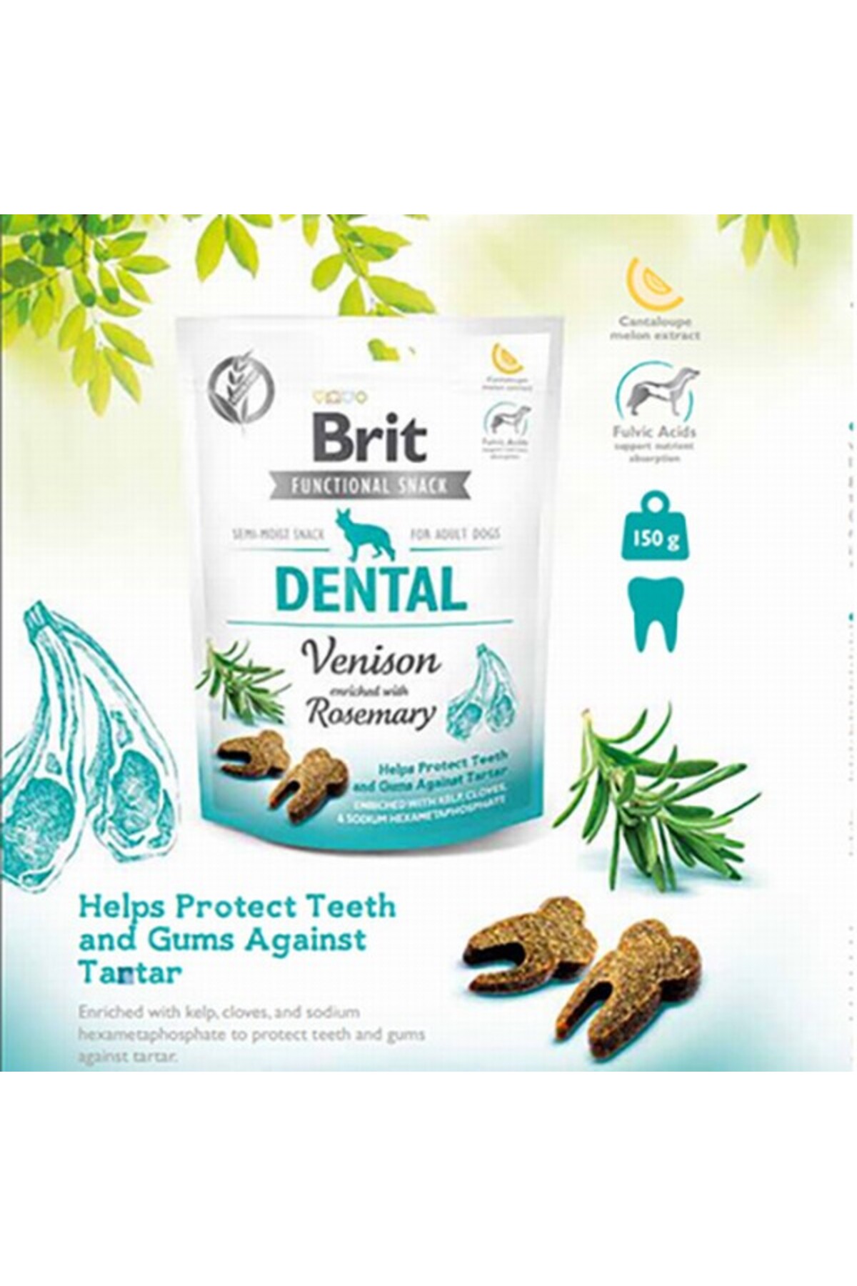 Brit Care Dog Funct. Snack Dental Venison & Rosemary 150 Gr