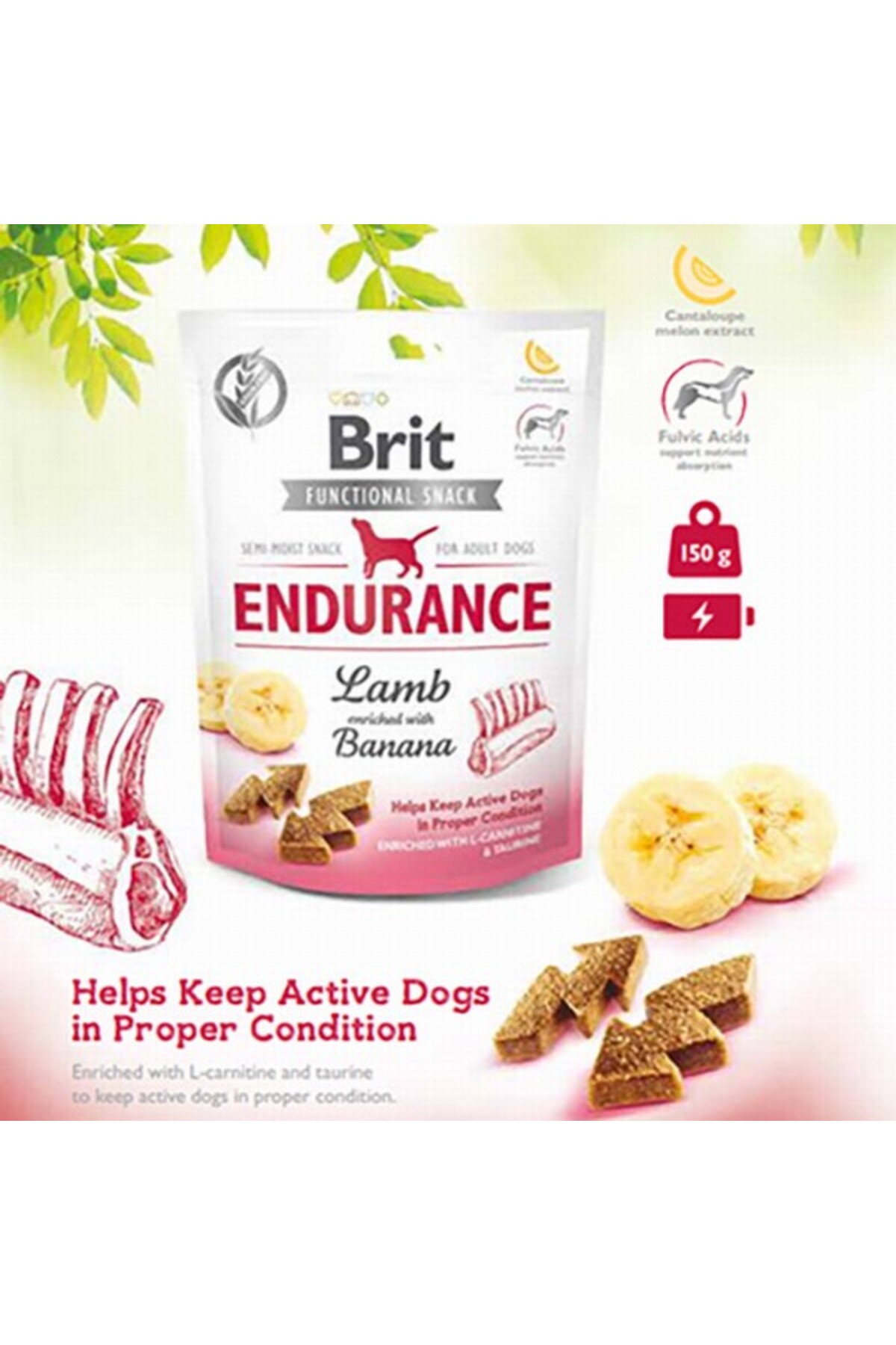 Brit Care Dog Funct. Snack Endurance Lamb & Banana 150 Gr