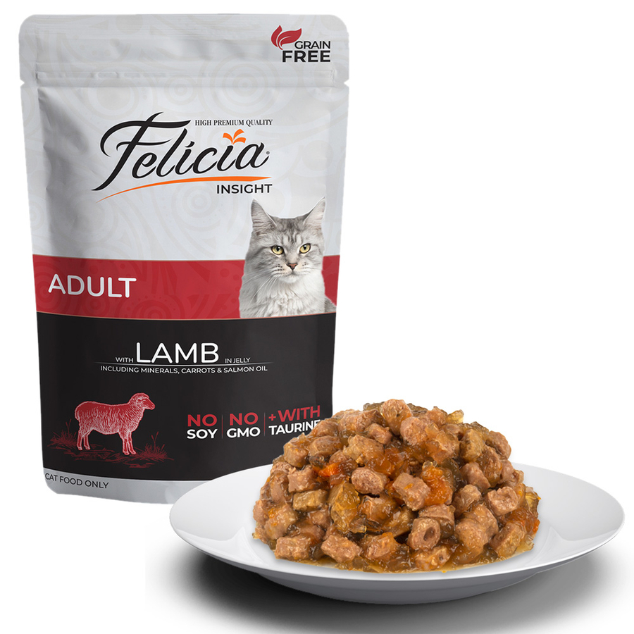 Felicia Tahılsız 85 gr Pouch Yetişkin Kuzu Etli Yaş Kedi Maması 