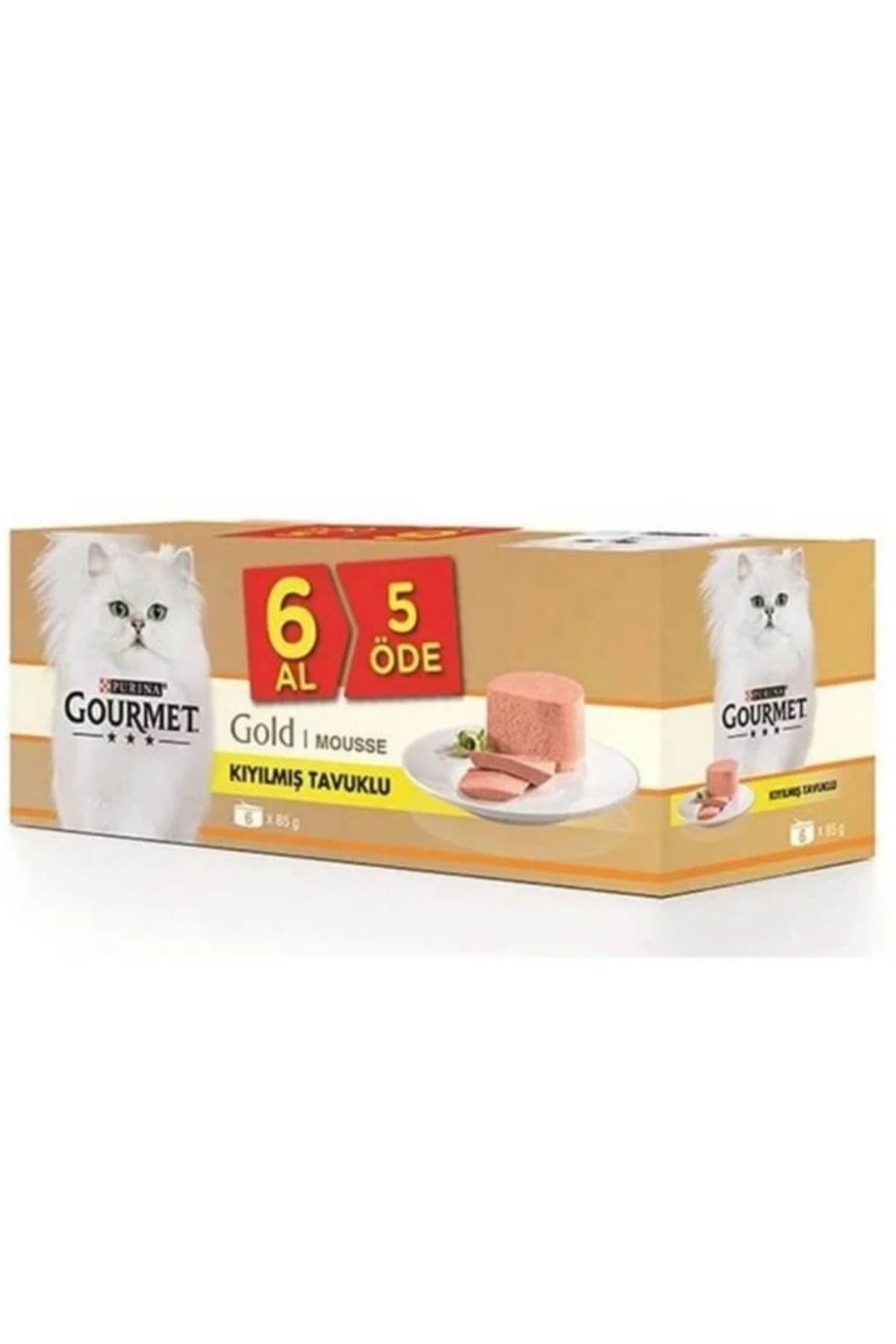 Gourmet Gold Multipack Kiyilmiş Tavuklu Konserve Kedi Maması (5+1)-85Gr