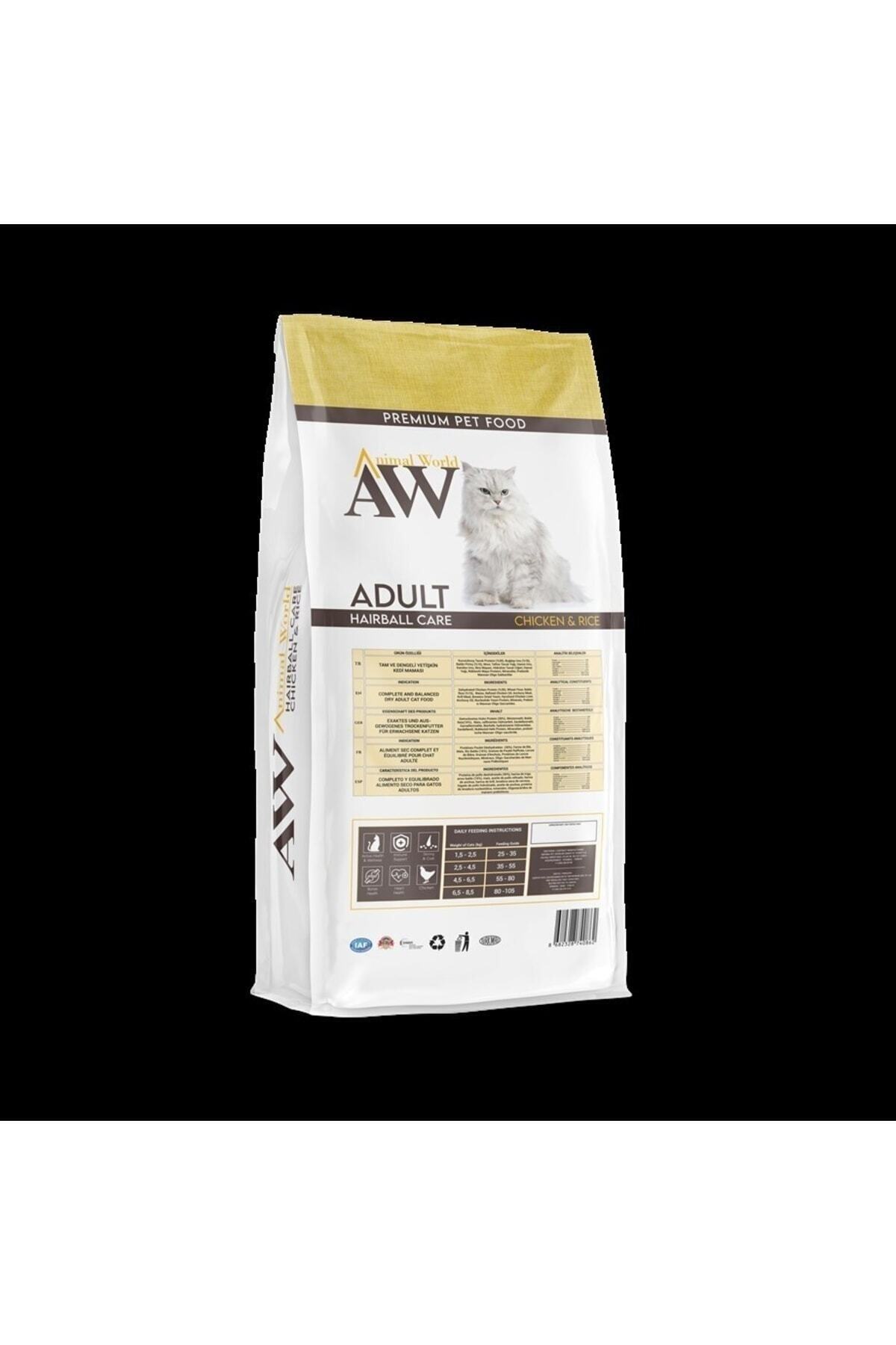 Animal World Tavuklu ve Pirinçli Yetişkin Kedi Maması 15 Kg.