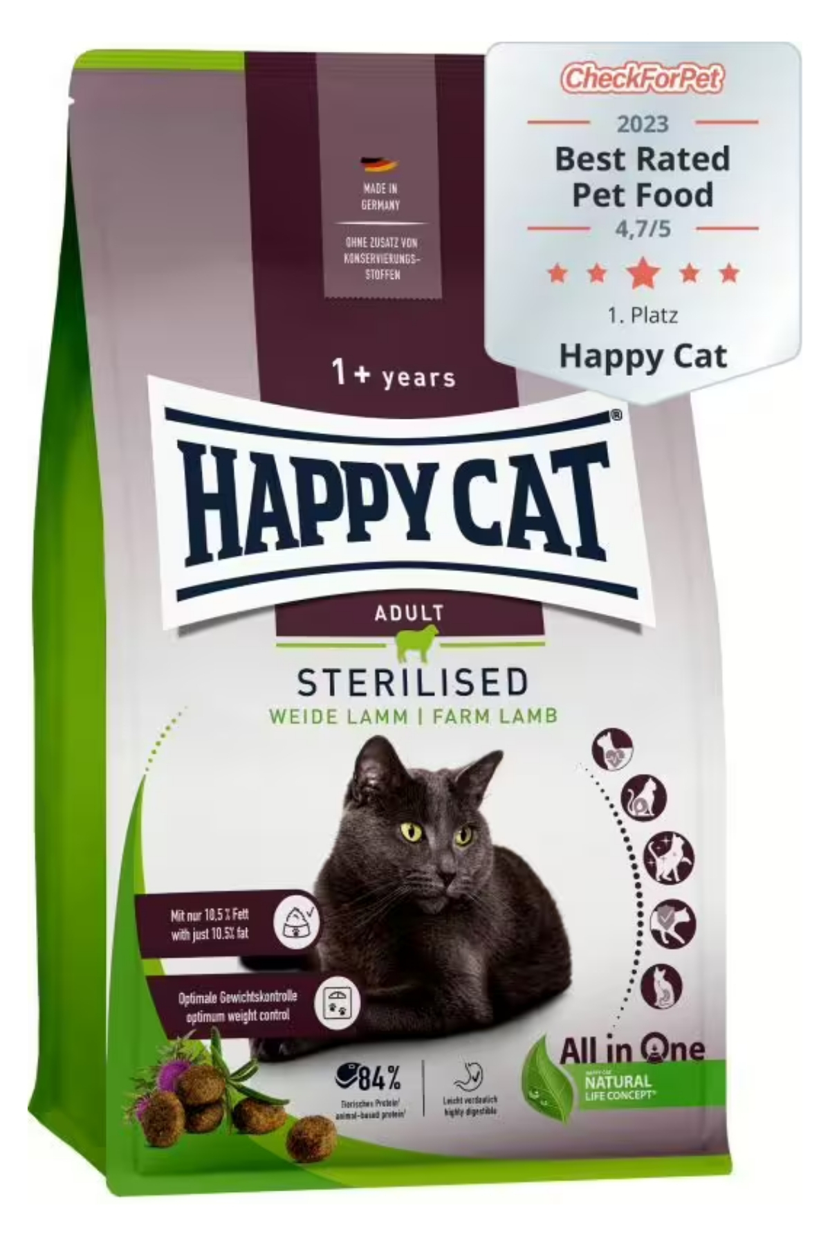 Happy Cat Sterilised Weide Lamm Kuzu Etli Kısırlaştırılmış Kedi Maması 10 Kg