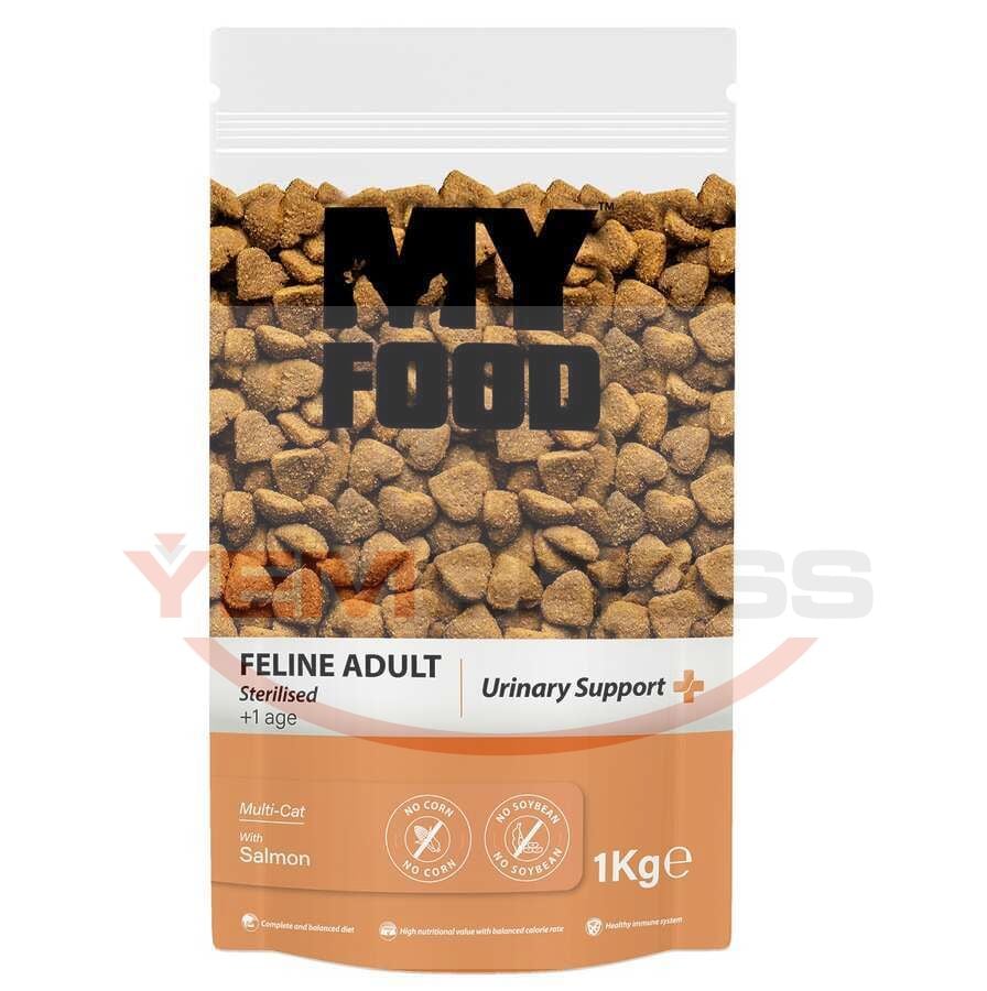 My Food Somonlu Kısırlaştırılmış Yetişkin Kedi Maması Urinary Support 1 Kg (Şeffaf Paket)