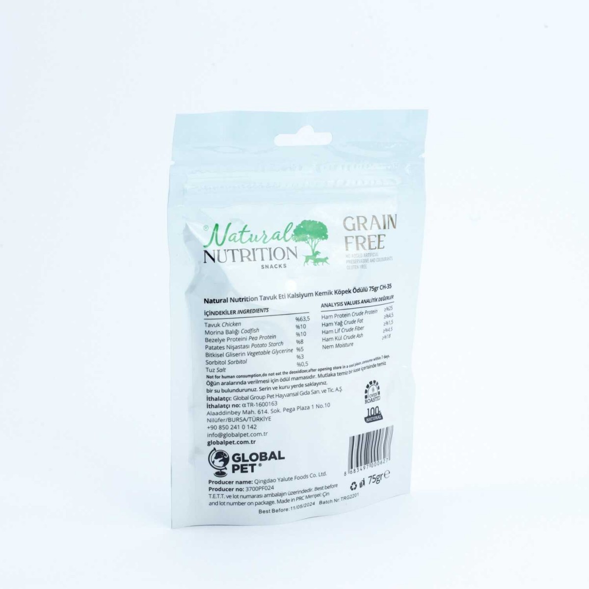 Natural Nutrition Snacks Tavuk Eti Kalsiyum Kemik Köpek Ödülü 75 Gr