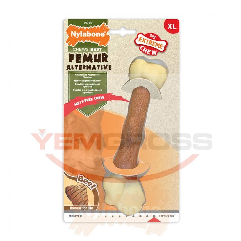 Nylabone Biftek Aromalı Köpek Çiğneme Kemiği XL