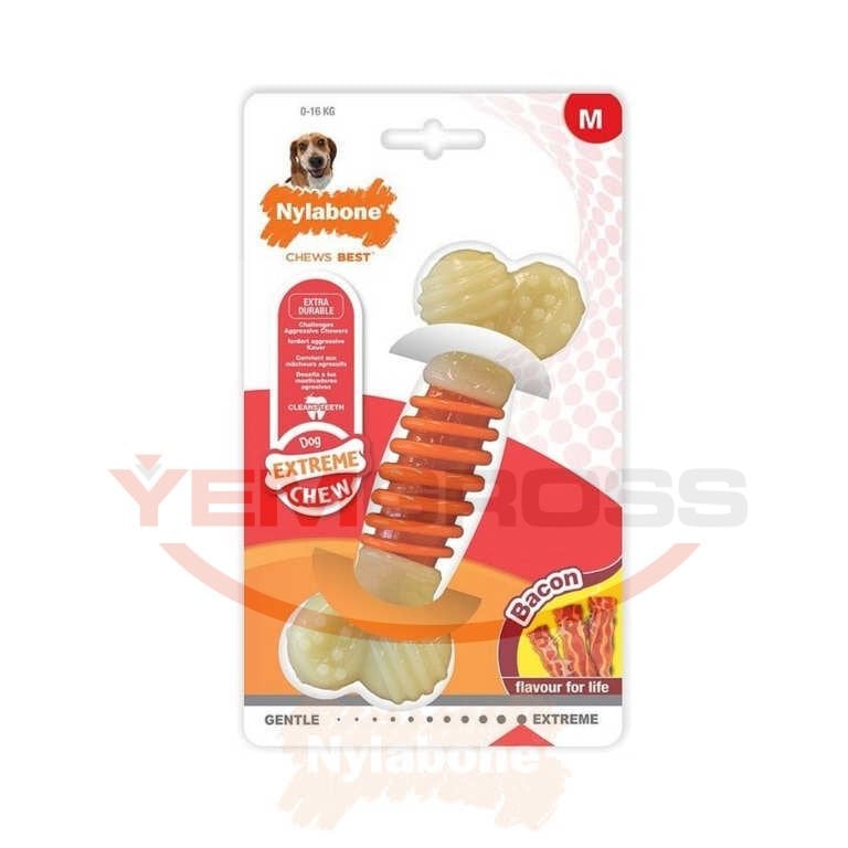 Nylabone Domuz Pastırması Aromalı Köpek Çiğneme Kemiği  M