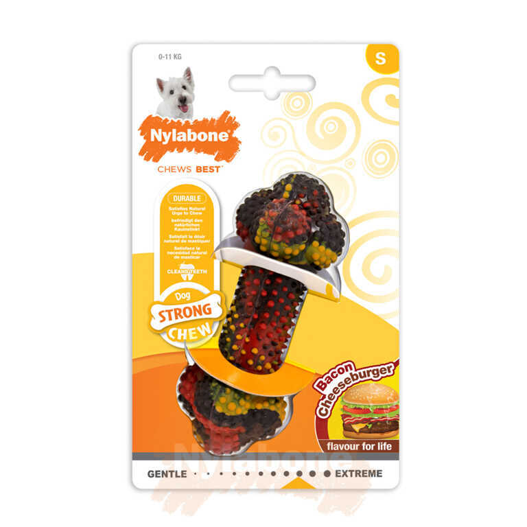 Nylabone Domuz Pastırması ve Cheeseburger Aromalı Köpek Çiğneme Kemiği  S