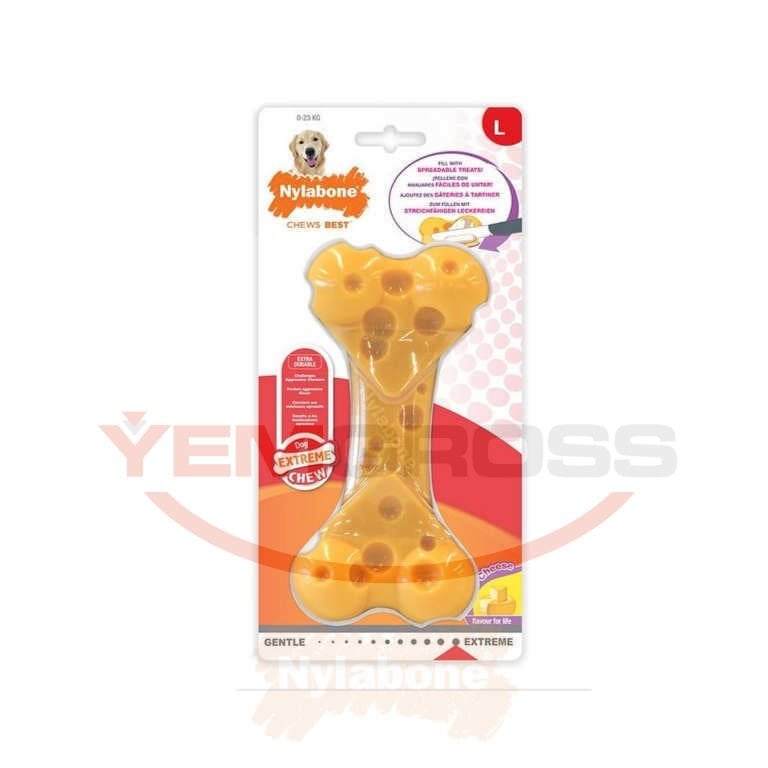 Nylabone Peynir Aromalı Köpek Çiğneme Kemiği L