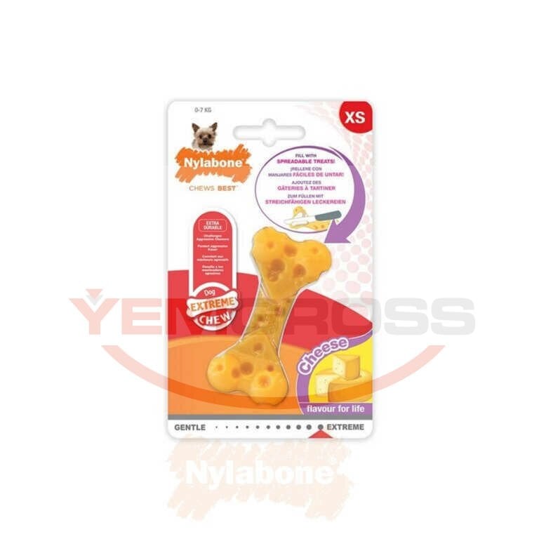 Nylabone Peynir Aromalı Köpek Çiğneme Kemiği XS