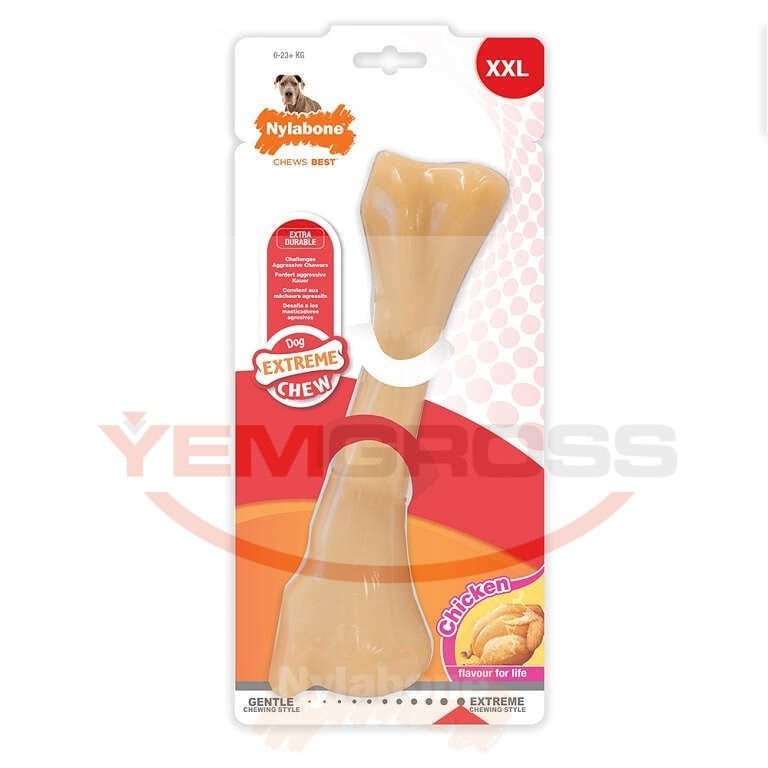 Nylabone Tavuk Aromalı Köpek Çiğneme Kemiği XXL