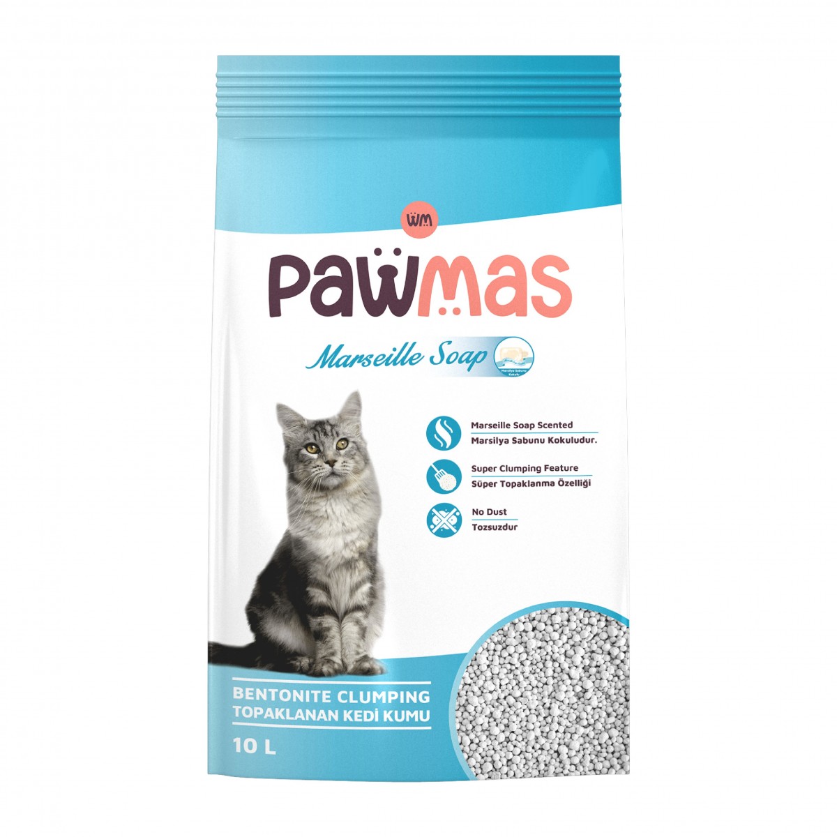 Pawmas Marsilya Sabunu Kokulu Bentonit Kedi Kumu 10 Lt