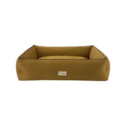 Pet Comfort Golf  Köpek Yatağı Hardal w Parliament Mavi Biye L 105x80cm