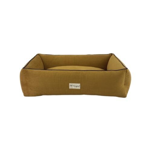 Pet Comfort Golf  Köpek Yatağı Hardal w Parliament Mavi Biye M 90x70cm